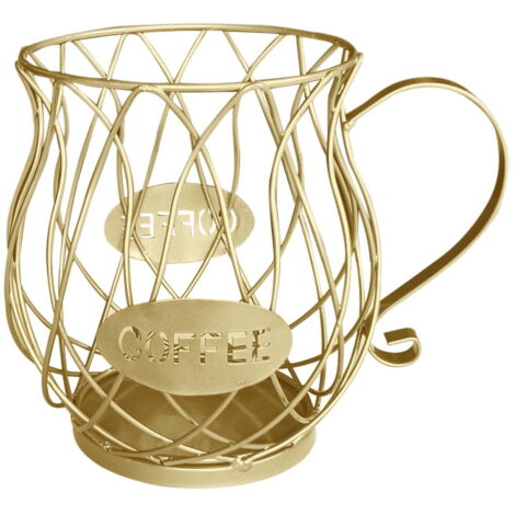 Organizador metálico para cápsulas de café - Gran capacidad, ideal para cápsulas de café y fruta - Dorado
