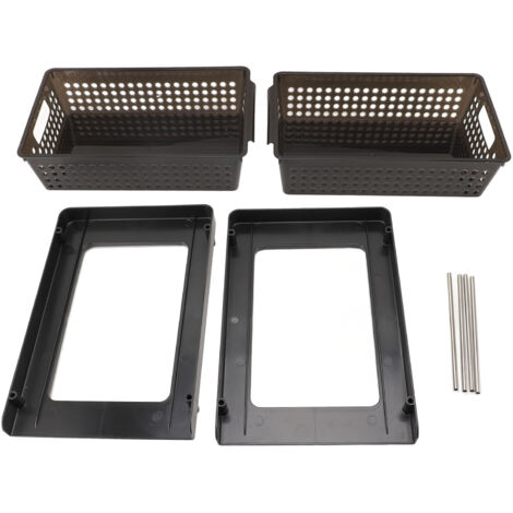 Organizador modular de dos niveles tipo cajón para almacenamiento en cocina, baño y despensa.