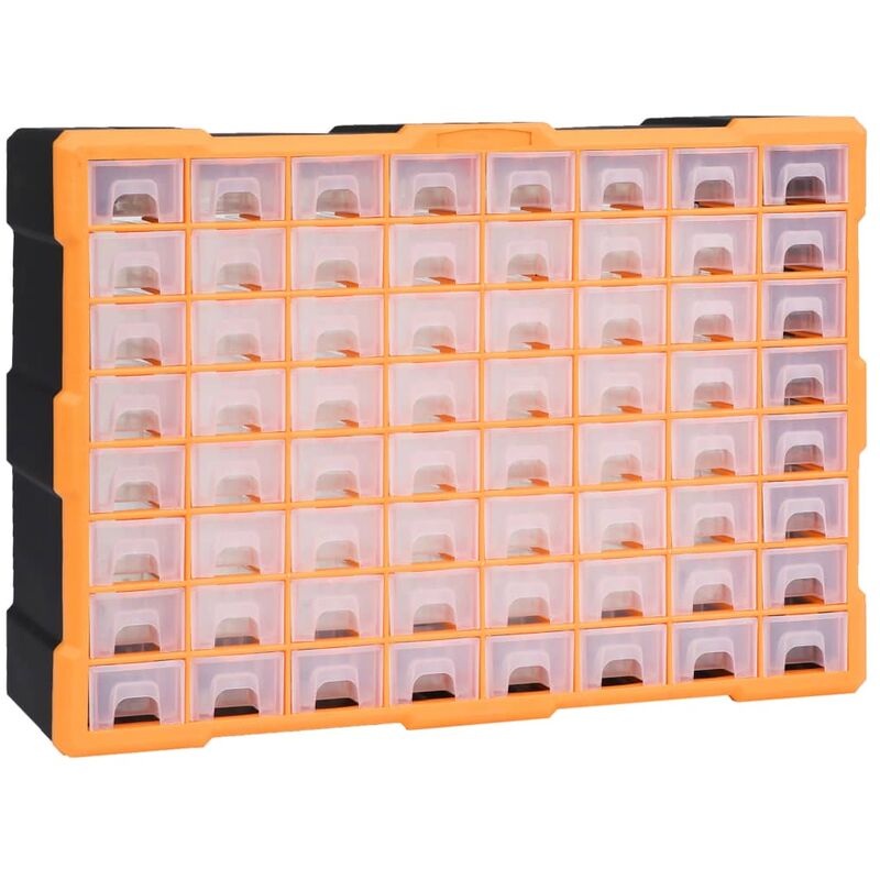 

vidaXL Organizador multicajones con 64 cajones 52x16x37,5 cm - Naranja