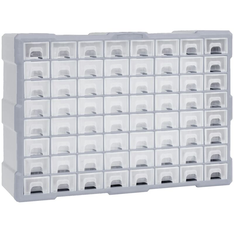 

vidaXL Organizador multicajones con 64 cajones 52x16x37,5 cm - Gris