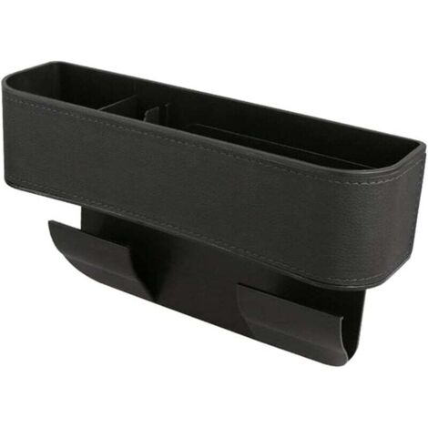 Organizador multifunción para asientos de coche KZQ, caja de almacenamiento con portavasos, organizador mejorado entre asientos delanteros (negro)