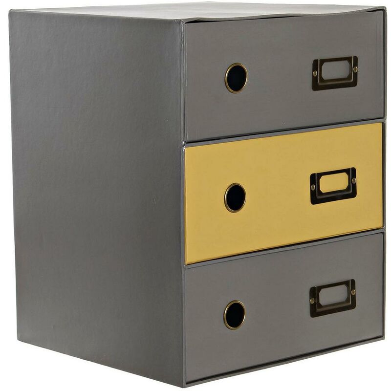 

Organizador Multiusos DKD Home Decor Gris Metal Ocre (28.5 x 28 x 36 cm)