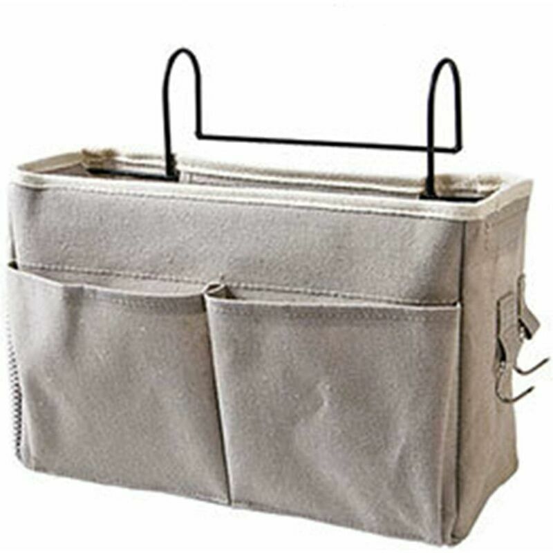 Organizador para colgar junto a la cama, estante para cama de lona impermeable, bolsa de almacenamiento para colgar junto a la cama para relojes,