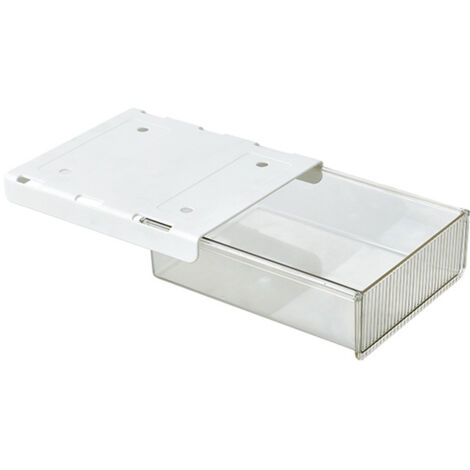 Organizador para debajo del escritorio (blanco, S), autoadhesivo, sin clavos, con portalápices, para cocina, oficina, sala de estar, comedor y mesa de oficina.