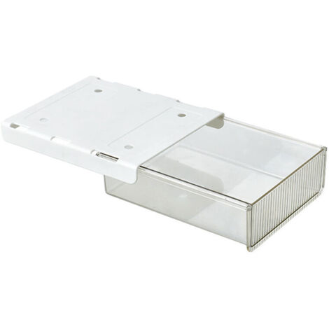 Organizador para debajo del escritorio (blanco, S), autoadhesivo, sin clavos, con portalápices, para cocina, oficina, sala de estar, comedor y mesa de oficina.