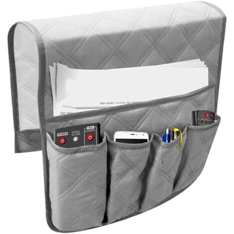 Organizador para reposabrazos de sofá, soporte para sofá, almacenamiento para sillón, bolsa de almacenamiento estable para cama, almacenamiento colgante con bolsillos para control remoto, TV, teléfono