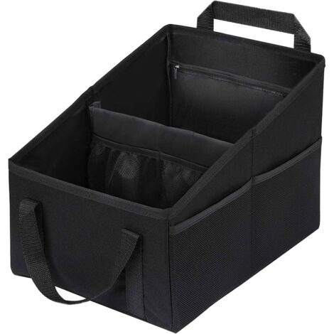 Organizador plegable para asiento de coche - Organizador para asiento del pasajero - Accesorios para coche - Organizador para el asiento trasero - Con asas divisorias y múltiples bolsillos