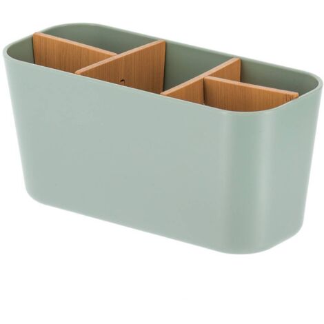 Organizador rectangular 5 comp. Plástico de bambú - verde salvia - Tendance