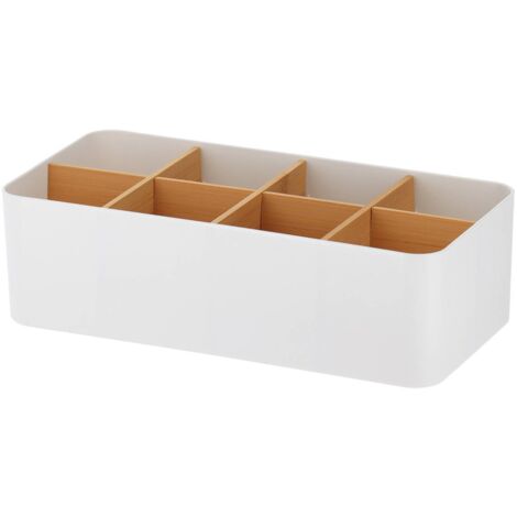 Organizador rectangular 8 comp. Plástico bambú - blanco mate - Tendance