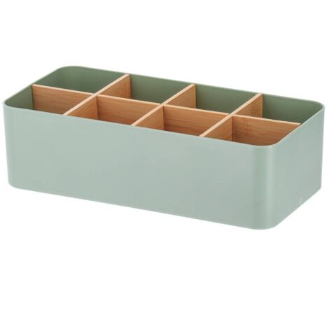 Organizador rectangular 8 comp. Plástico bambú - verde salvia - Tendance