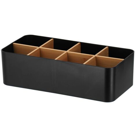 Organizador rectangular 8 comp. Plástico de bambú - negro mate - Tendance