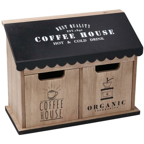 Organizador rectangular madera negra 2 cajones cm23,5x10,7h18