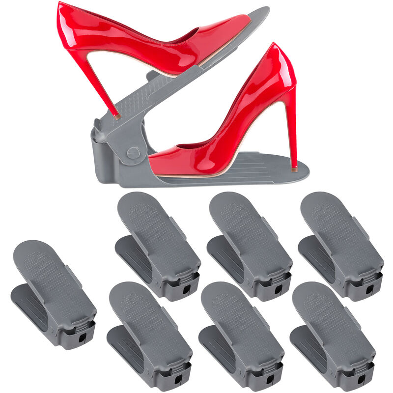 

Relaxdays - Organizador Zapatos Ajustable, Pack de 8 Unidades, Polipropileno, Gris Oscuro, 20 x 10,5 x 26 cm