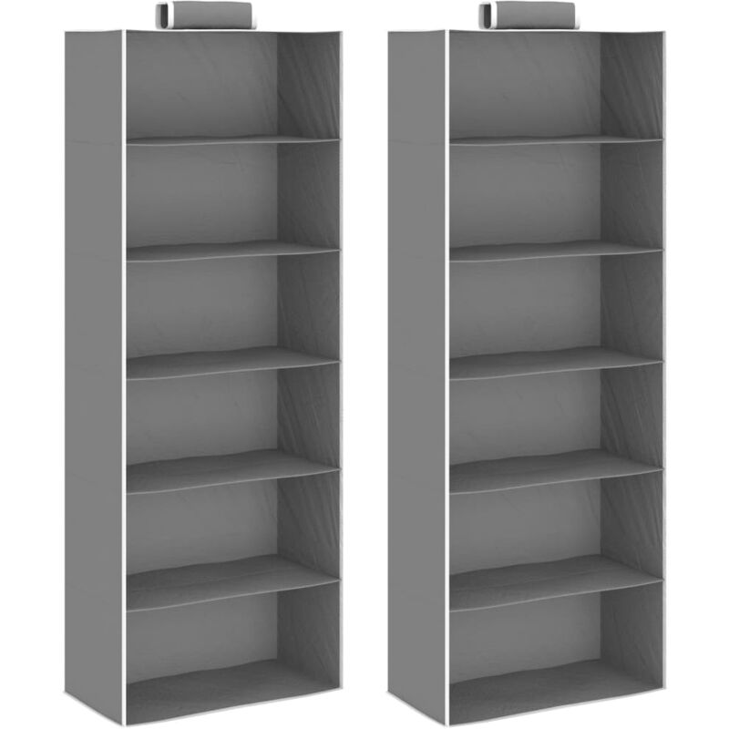 

Organizadores de Armario Colgantes 2 Unidades Tela con 6 Estantes - Gris - Vidaxl