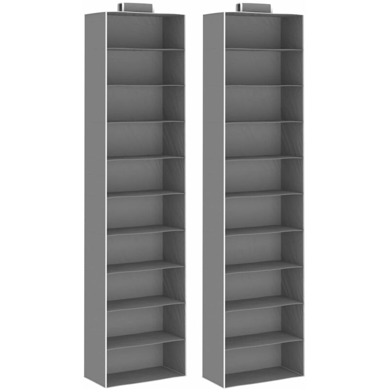 

Organizadores de armario colgantes 2 uds con 10 estantes tela - Gris