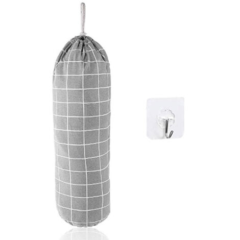 Organizer aus Baumwolle und Hanf – Markenlos – H1 – Mehrzweck – 57 × 21 cm, Schwarz/Gelb/Grau/Grün, mit Haken und elastischer Tasche – 1 Organizer + 1 Haken