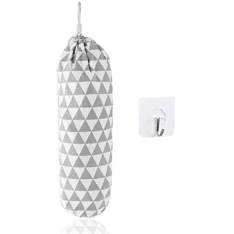 Organizer-Beutel aus Baumwolle und Hanf – 57 × 21 cm großer Plastikbeutel mit elastischem Verschluss – Grau