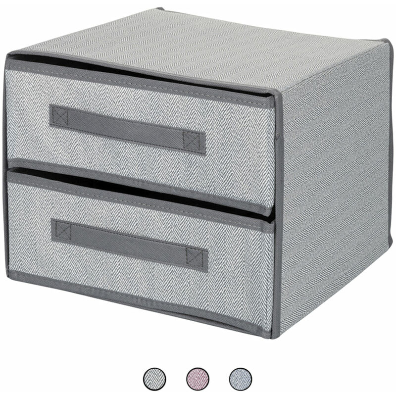 Image of Organizer cassettiera con 2 cassetti e manici in tnt effetto spigato 30x30xh.25 cm