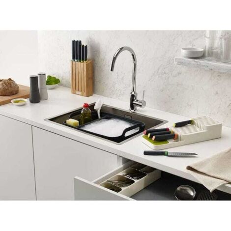 Organizer compatto per cassetti portaposate con 5 scomparti per oltre 24 pezzi - Grigio