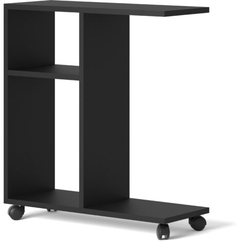 Organizer Couchtisch TRASCO 1 schwarz matt auf rollen