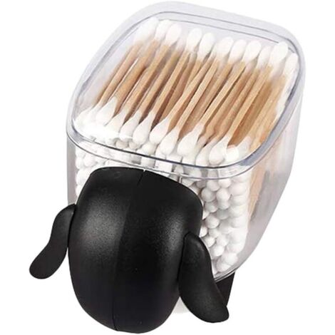 Organizer creativo per trucchi, porta dischetti di cotone, simpatico dispenser di cotton fioc antipolvere a forma di pecora, organizer da scrivania per la casa - nero
