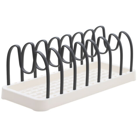 Organizer da cucina, contenitore per coperchi di pentole, portacoperchi di pentole, padelle, utensili da cucina grigio scuro