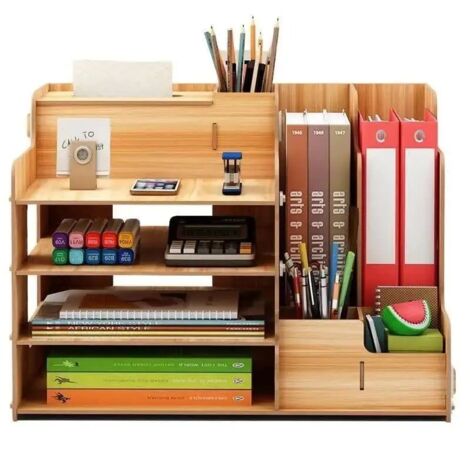 Organizer da scrivania in legno per penne e libri (5790)