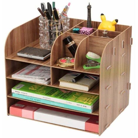 Organizer da scrivania in legno, set di contenitori da scrivania di design, organizer da scrivania multifunzionale per penne, matite, accessori per fogli A4 – RAPANDA