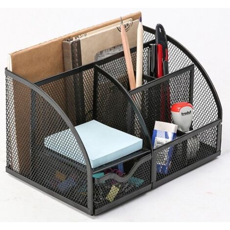 Organizer da scrivania in metallo Q-Connect con portadocumenti, nero, codice KF17295