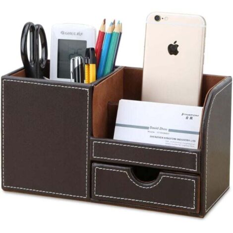 Organizer da scrivania multifunzionale con 4 scomparti (marrone)