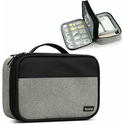 Organizer elettronico, Borsa porta cavi per accessori elettronici a doppio strato, Borsa organizer per cavi da viaggio, Caricabatterie, Dischi rigidi, Telefono, USB, Gadget per schede SD (Giunzione gr