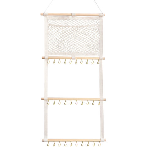 Organizer für Haarbänder und Haarschleifen – Organizer für Damenhaaraccessoires – Weiß – Holz – 105 x 38 cm