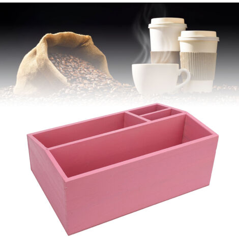Organizer für Kaffeestation mit rosa Holzkapsel und Becherhalter für die Arbeitsplatte, 32 x 21,5 x 12,5 cm