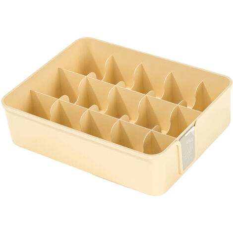 Organizer für Unterwäsche und Socken, 15-teilige Kunststoffeinteilung, 30 x 23 x 9 cm, gelb