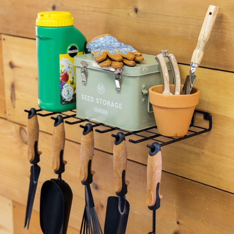 Image of Organizer für Gartenhandwerkzeuge, Wandhalterung, Lagerregal für Gartenbedarf