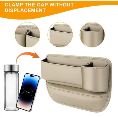 Organizer laterale per seggiolino auto, contenitore per spazio tra i sedili auto, tasca portaoggetti per auto, primo ufficiale, beige