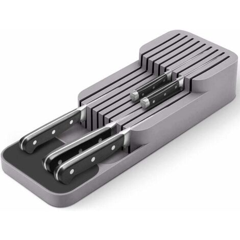 Organizer, organizer per coltelli da cucina nel cassetto per 9 coltelli, compatto, durevole, salvaspazio, portacoltelli lavabile per riporre i coltelli, - Grigio