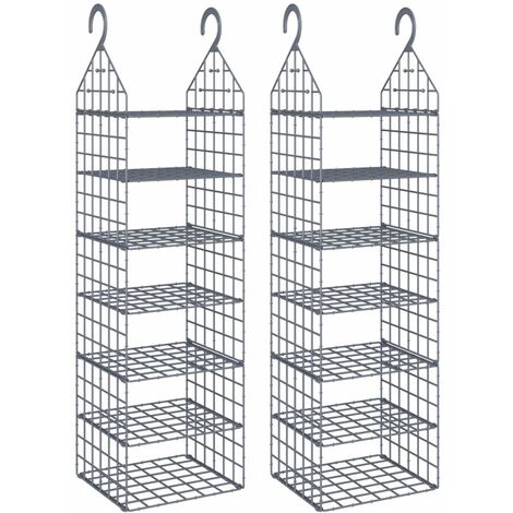 Organizer per Armadio da Appendere con 7 Ripiani 2 pz vidaXL