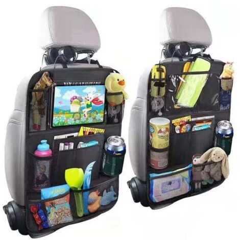 Organizer per auto, 2 pezzi di protezione per sedile posteriore auto per bambini, protezione impermeabile per sedile posteriore auto, porta tablet trasparente per auto, multitasche