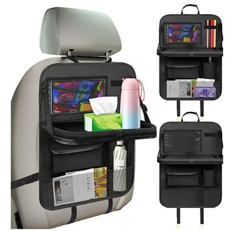 Organizer per auto, organizer per auto per bambini con vassoio e tasca per telefono/tablet, organizer impermeabile per sedili posteriori per riporre giocattoli/libri/bottiglie