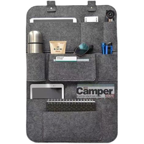 Organizer per auto, portaoggetti per sedili, borsa per sedile posteriore, tasca in feltro grigio scuro per lo schienale di vari sedili auto 62 x 42 cm (1 pezzo)