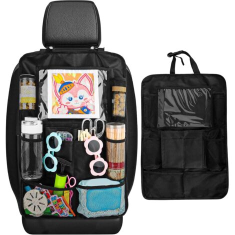 Organizer per auto, scatola organizer per auto migliorata e ispessita, protezione per sedile auto con 10 tasche, ideale per riporre giocattoli, snack e tazze in auto