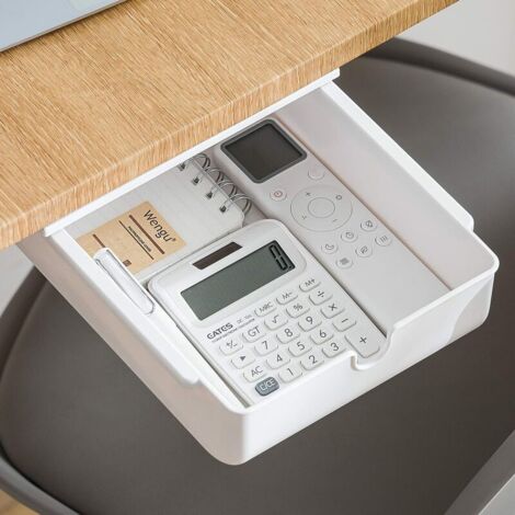 Organizer per cassetti sotto la scrivania (bianco), mini organizer per cassetti, organizer adesivo per cassetti da scrivania, scatola per cassetti nascosta
