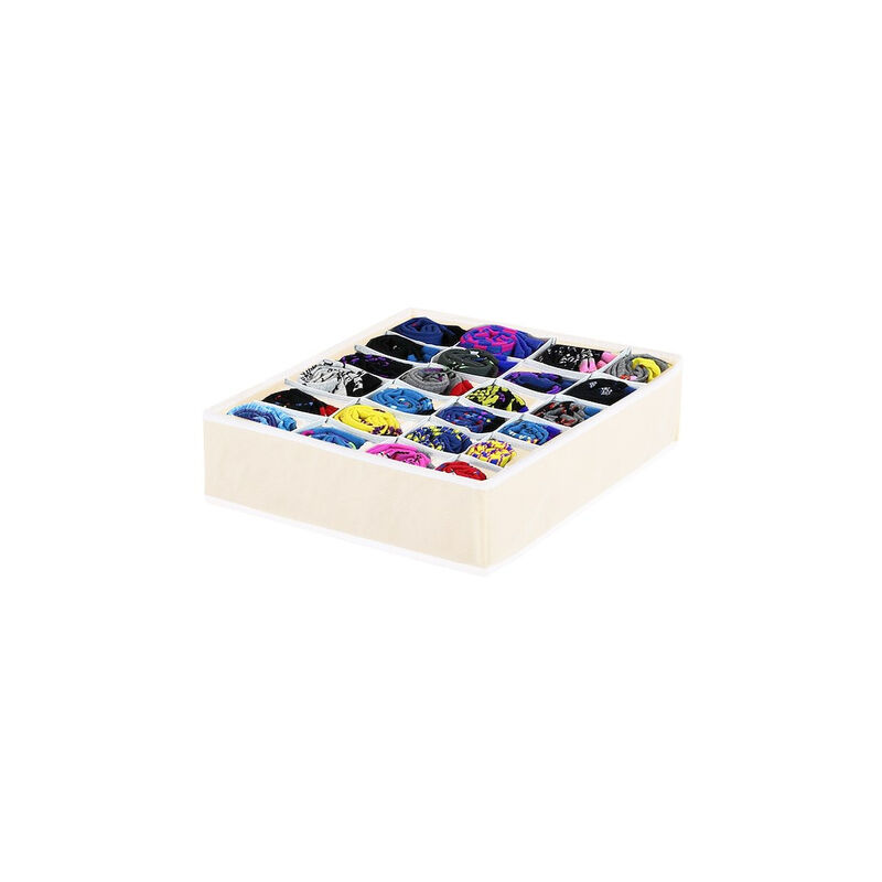 Image of Springos - Organizzatore per cassetto intimo con 24 scomparti color beige