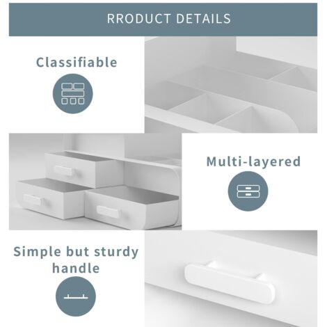 Organizer per il trucco da bagno - Organizer per pennelli da trucco con 3 cassetti, cassetto per il trucco, scatola da bagno per profumi, cura della pelle