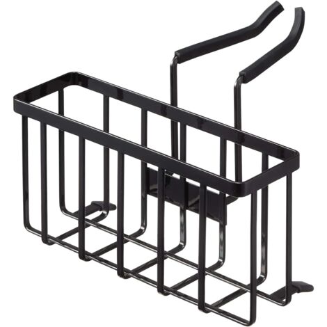 Organizer per lavabo da appendere TOWER, nero, acciaio/silicone, 20,3 x 18,5 x 14 cm