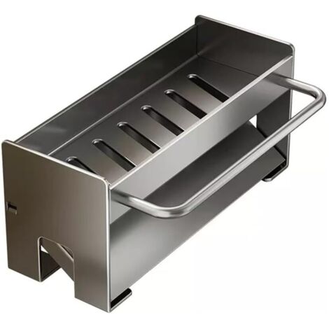 Organizer per lavello da cucina, porta spugna per piatti in acciaio al carbonio, porta utensili da cucina, pratico organizer per lavello da bagno, accessori per piano di lavoro (grigio canna di fucile