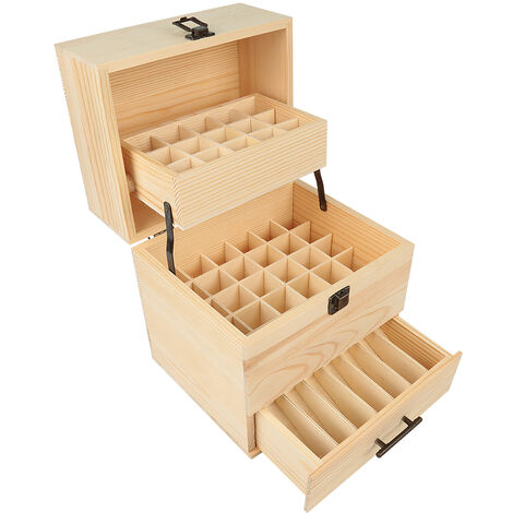 Organizer per scatole di olio essenziale in legno bottiglie,Scatola per il trasporto di olio essenziale Scatola di legno,tre piani, 22x18,5x24 cm