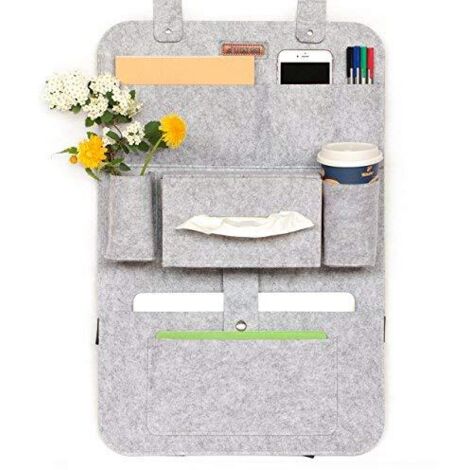 Organizer per sedile posteriore auto con tasche multiple, 62 x 41 cm, grigio chiaro