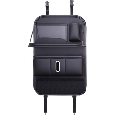 Organizer per seggiolino auto posteriore  Protezione per seggiolino auto con scomparti  Porta tablet in pelle, vassoio pieghevole, organizer per fazzoletti e tappetino anti-sporco per i viaggi